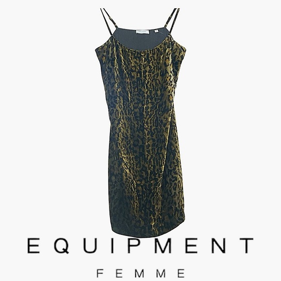 Equipment Dresses & Skirts - Equipment Joenna Velvet Slip Dress Leopard S
